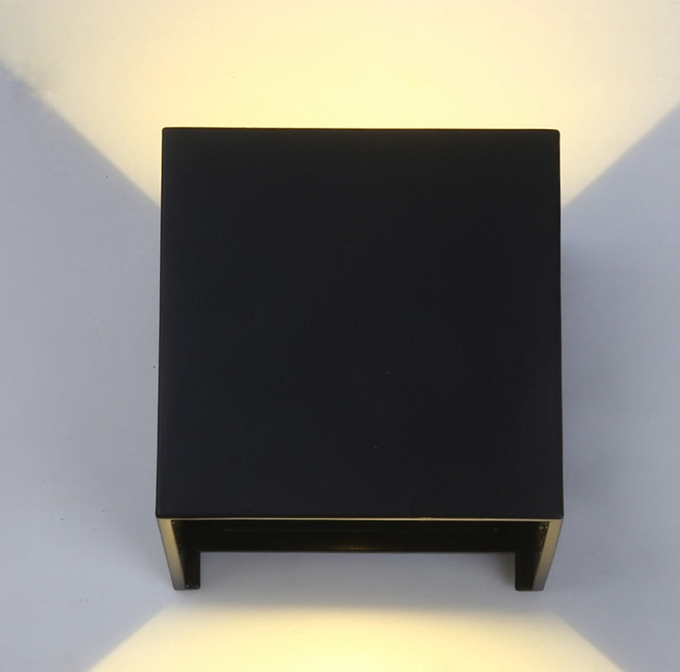 Black/White Outdoor Waterproof Aluminum Cube Shape LED Wall Lamp For Garden