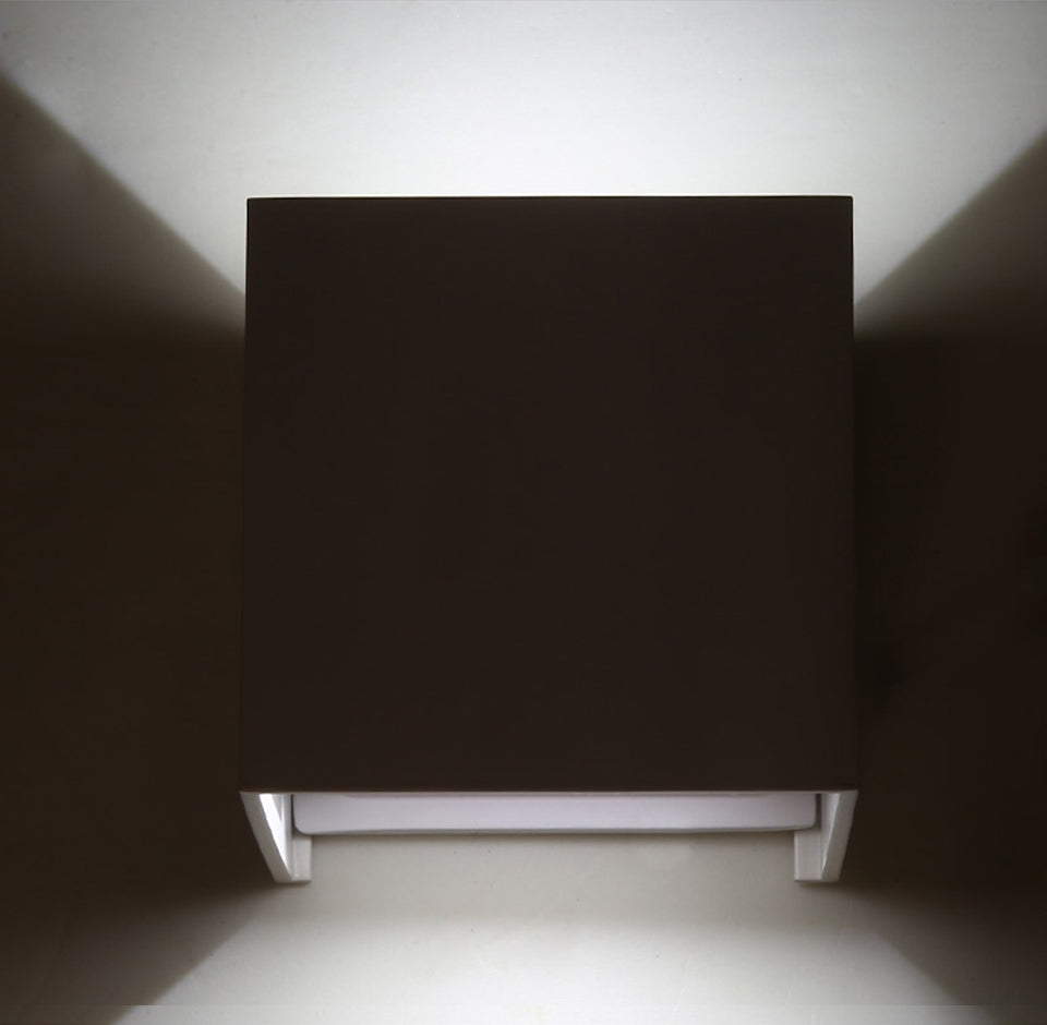 Black/White Outdoor Waterproof Aluminum Cube Shape LED Wall Lamp For Garden