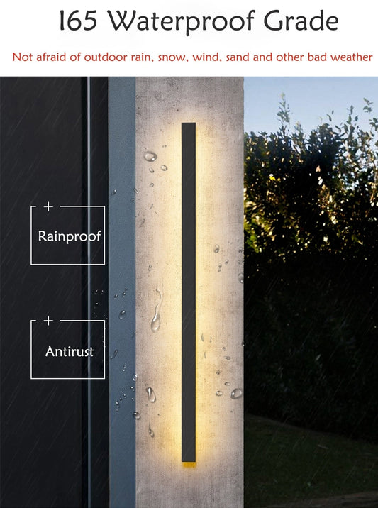 Black Outdoor Waterproof Antirust Aluminum Long LED Wall Lamp For Villa porch
