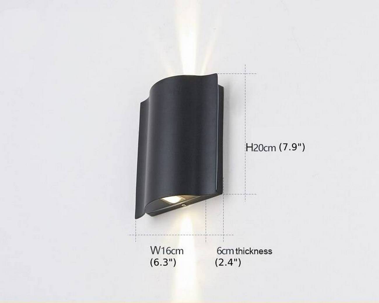 Black Waterproof Outdoor Aluminum LED Wall Lamp For Garden, Villa, Porch