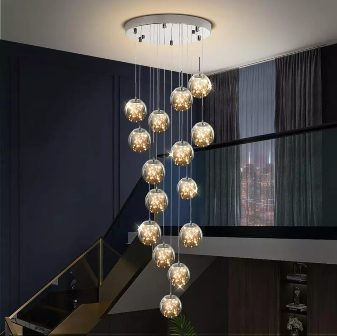 Hanging crystal light fixture for staircase, living room, lobby , stairwell