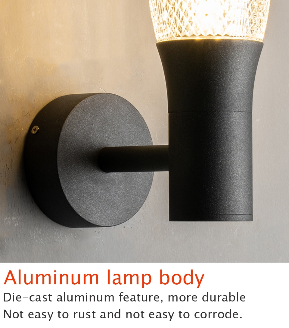 Modern Black Outdoor Aluminum LED Waterproof Wall lamp for Villa, Garden