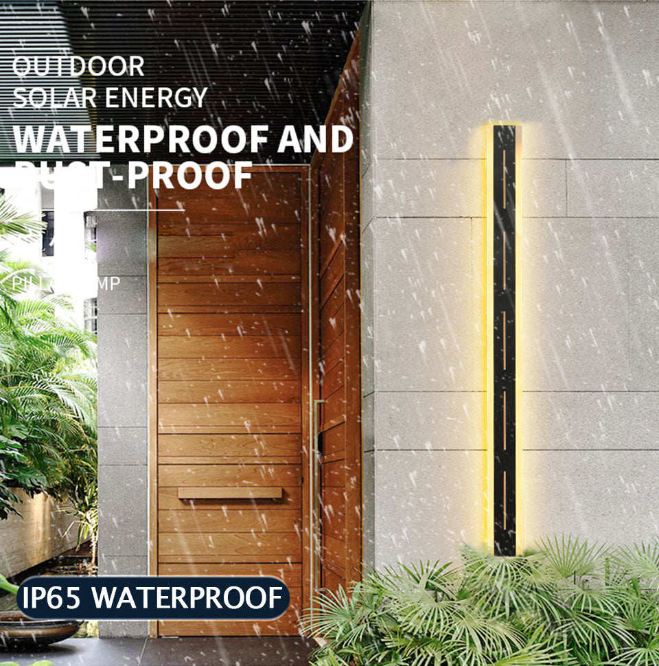 Outdoor Black Waterproof Aluminum Long LED Wall Lamp with Remote For Garden