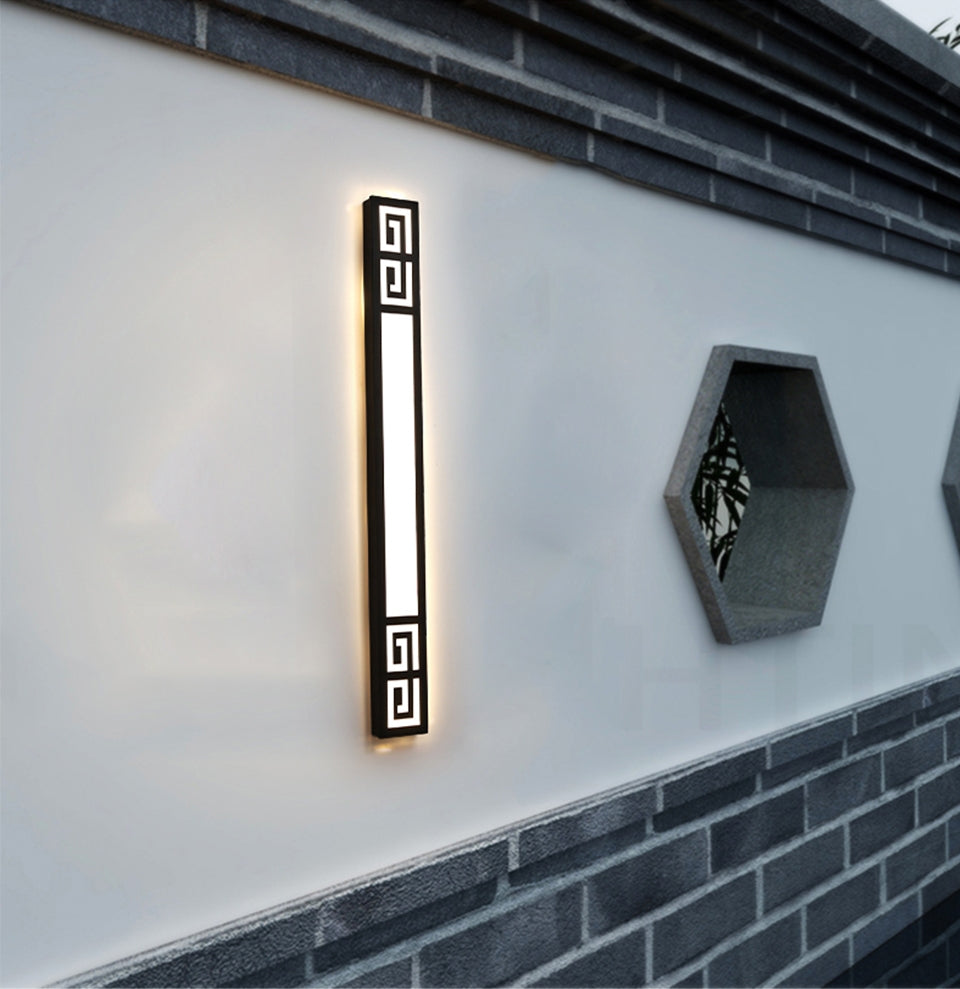 Outdoor Black Waterproof Long LED Wall light For Garden, Villa, Balcony