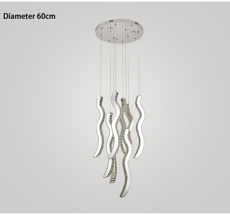 Crystal wave light fixture for staircase, hall, dining room , stairwell