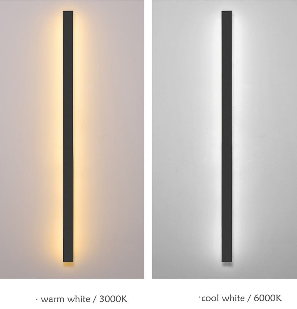 Black Outdoor Waterproof Antirust Aluminum Long LED Wall Lamp For Villa porch