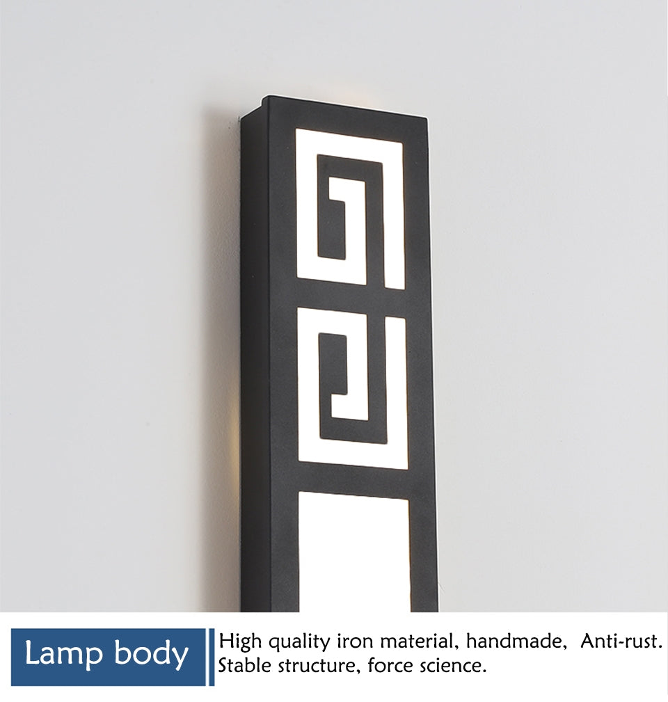Outdoor Black Waterproof Long LED Wall light For Garden, Villa, Balcony