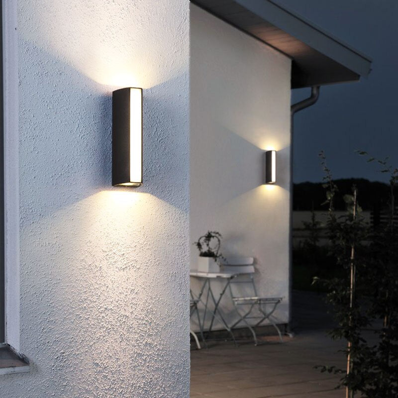 Modern Black Outdoor Waterproof Aluminum LED Wall Lamps For Porch, Garden