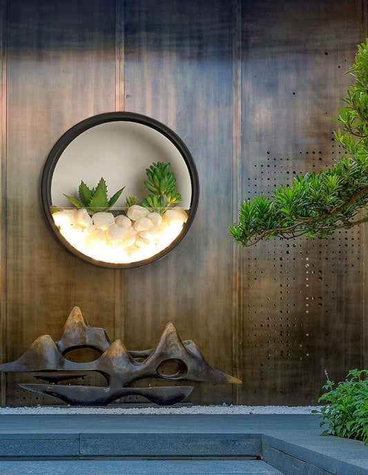 Modern Black Art Plant Outdoor Waterproof LED Wall Lamp For Garden, Porch
