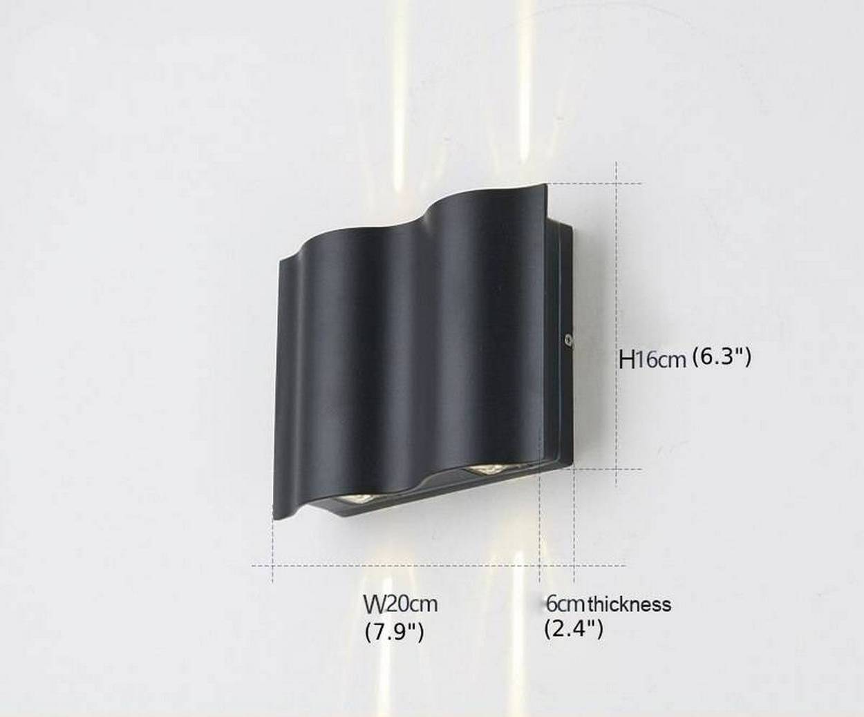 Black Waterproof Outdoor Aluminum LED Wall Lamp For Garden, Villa, Porch