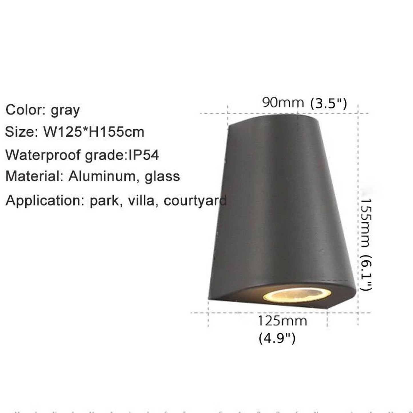 Black/Gray Outdoor Aluminum Waterproof LED Wall Lamps For Garden, porch