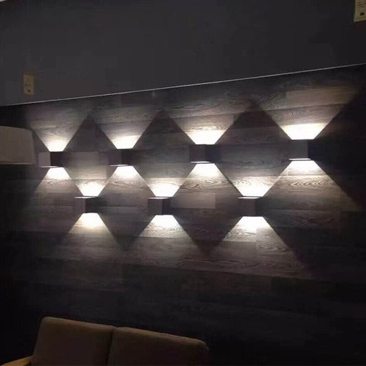 Black/White Outdoor Waterproof Aluminum Cube Shape LED Wall Lamp For Garden