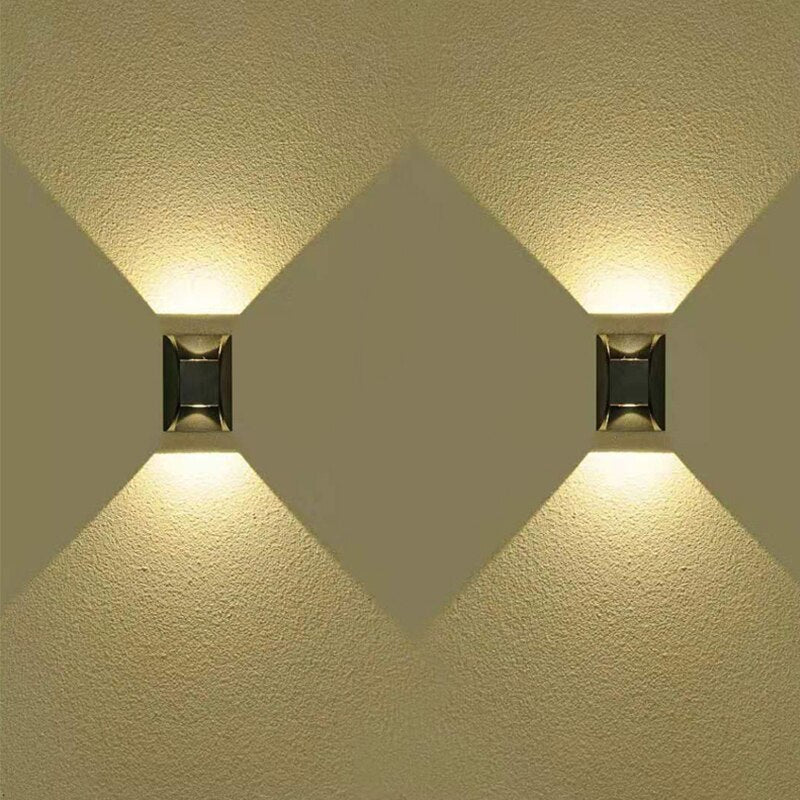 Black Modern Outdoor Waterproof Aluminum LED Wall Scones For Garden, Courtyard