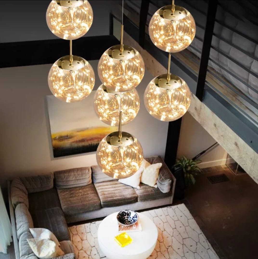 Hanging crystal light fixture for staircase, living room, lobby , stairwell
