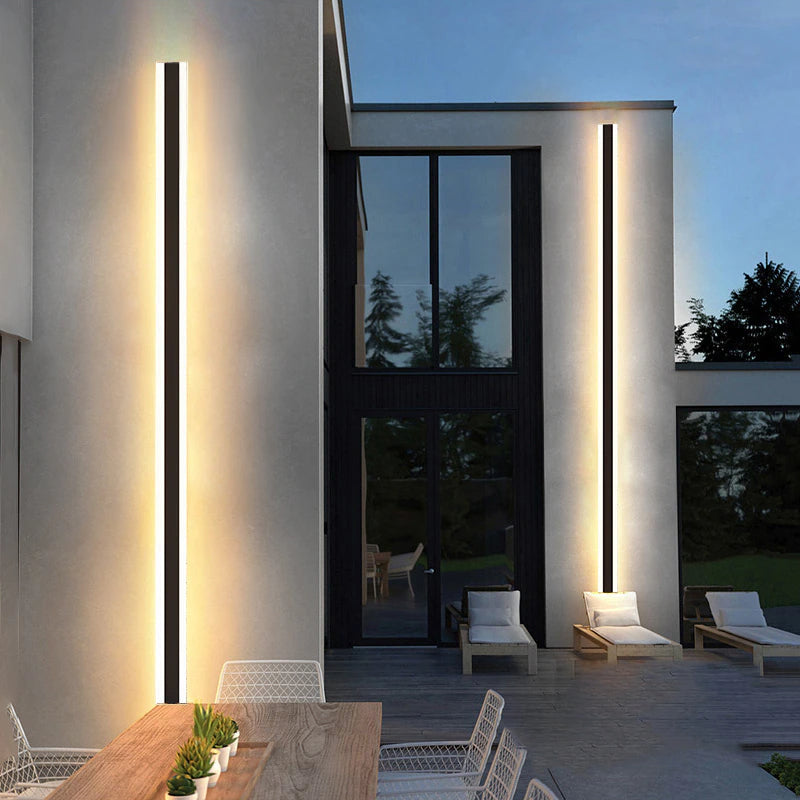 Modern Black Outdoor Waterproof Aluminum Long LED Strip Wall lamp For Porch