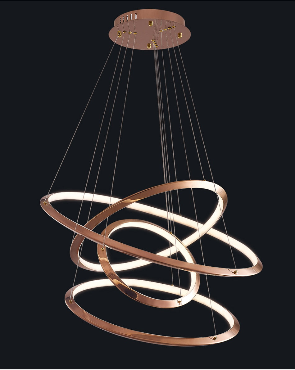 Gold Ring Staircase Lighting Projects Loft Dimming Lights for Home Decor , stairwell