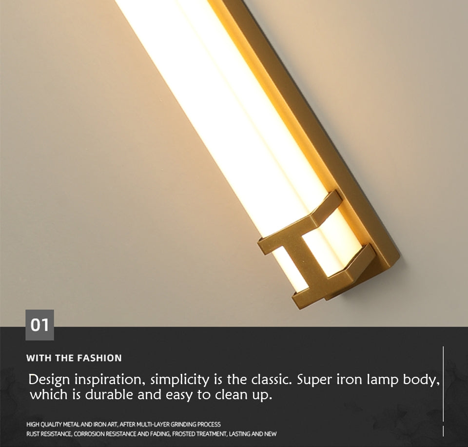 Black/Gold Outdoor Waterproof LED Long wall lamp For Garden, Villa, porch