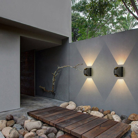 Black Modern Outdoor Waterproof Aluminum LED Wall Scones For Garden, Courtyard