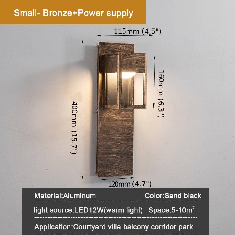 Black/Bronze Outdoor Waterproof LED Aluminum Wall Light With Motion Sensor