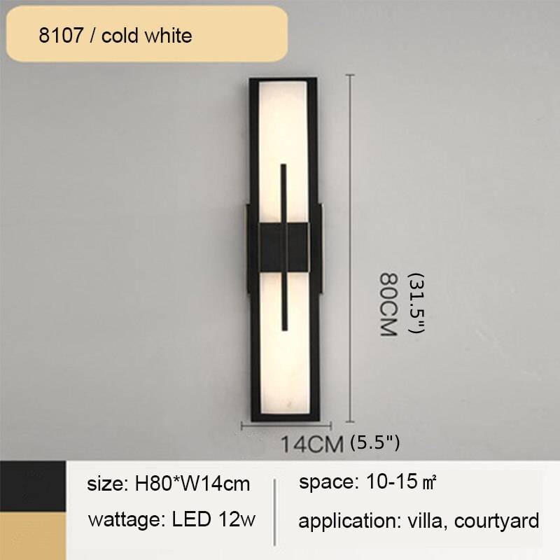 Modern Black/Gold Copper Outdoor Waterproof LED Wall Lamp For Garden, Porch