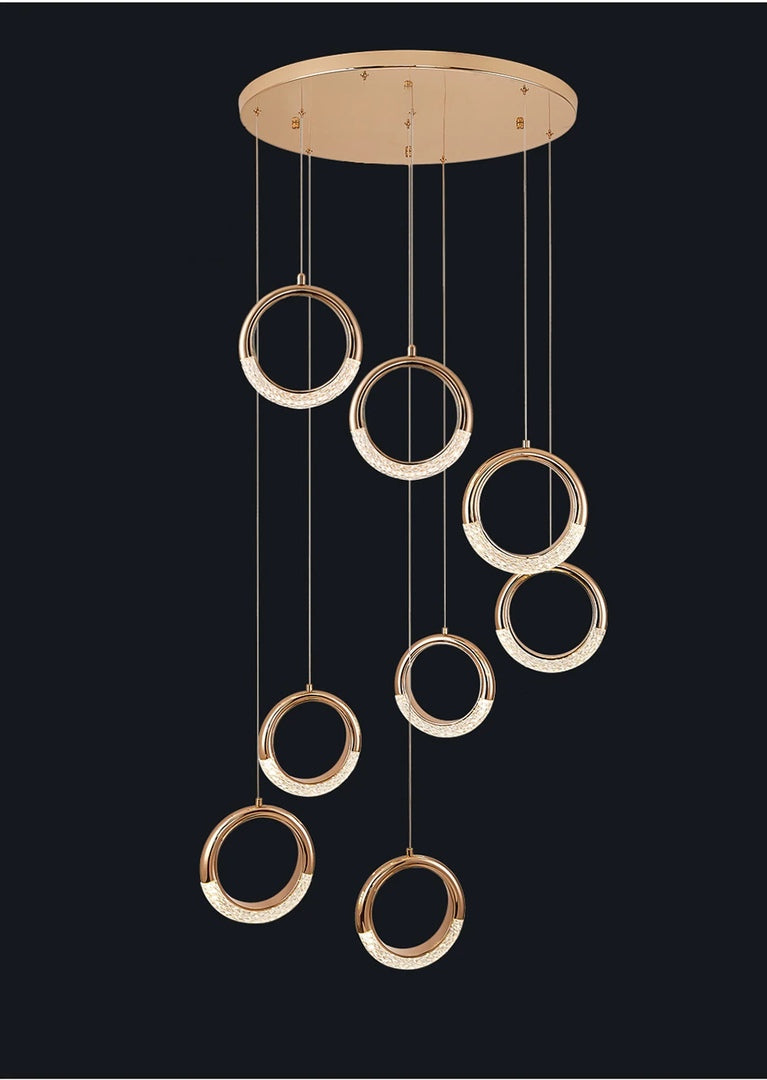 Luxury ring led chandelier for staircase, lobby, foyer, living room , stairwell