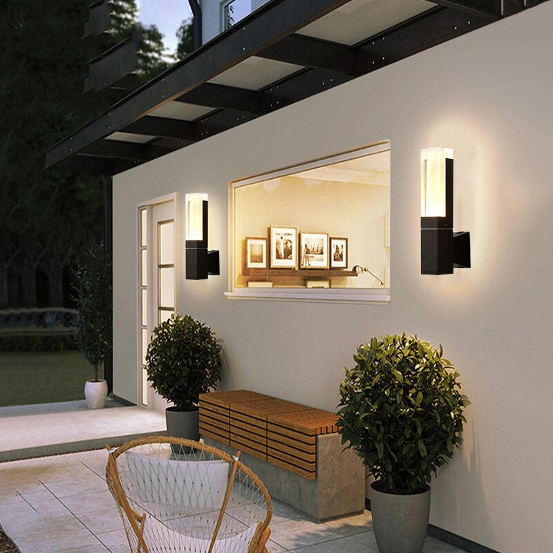Modern Black Outdoor Waterproof LED Wall Mounted Lamp For Villa, Porch