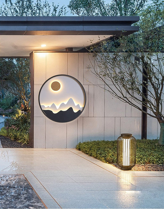 Modern Round Outdoor Aluminum Wall Lamps For Garden Porch, Courtyard