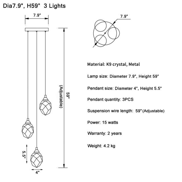 Luxury diamond crystal chandelier for staircase, living space , stairwell