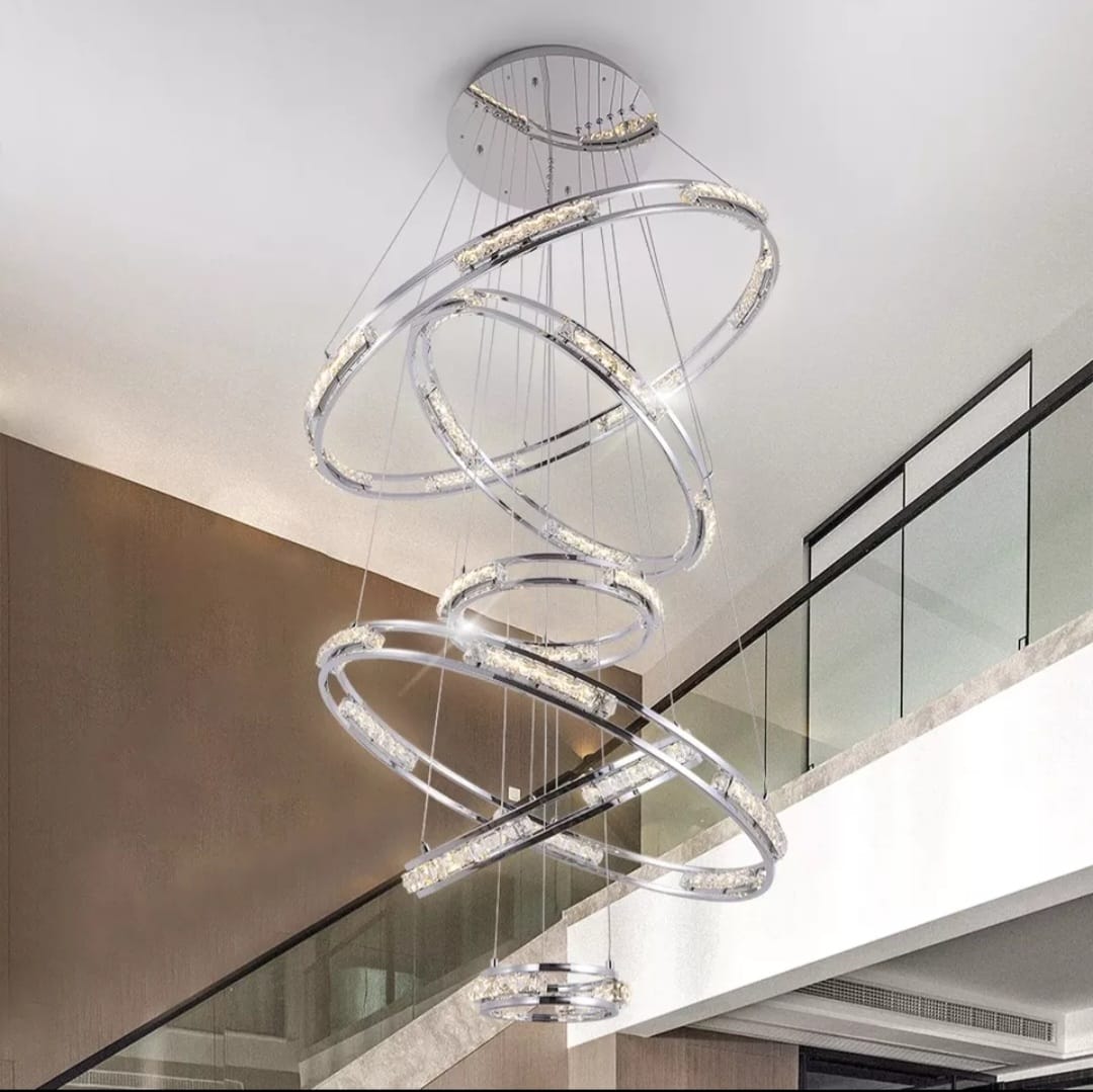 Luxury ring LED chandelier for staircase, foyer, living space , stairwell
