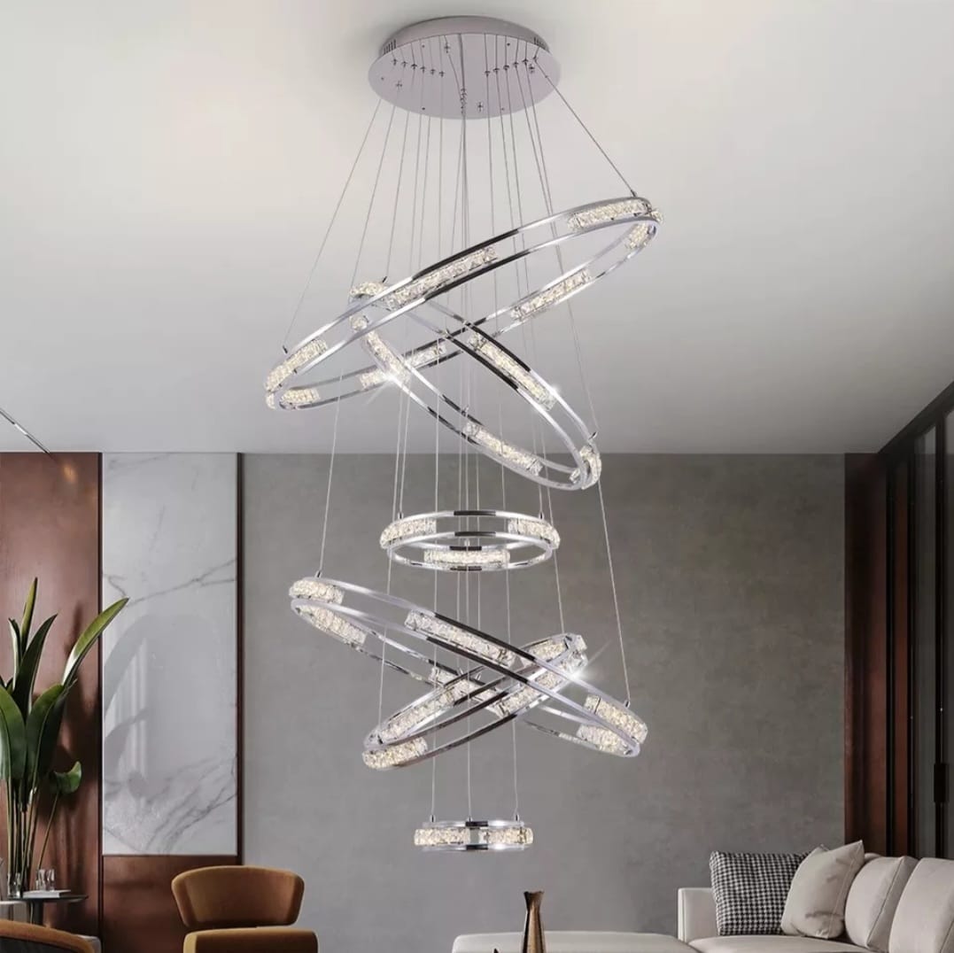 Luxury ring LED chandelier for staircase, foyer, living space , stairwell