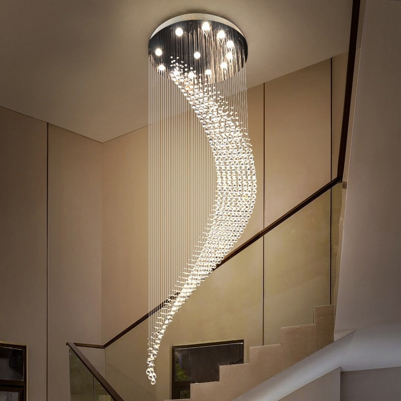 Duplex spiral staircase moon long ceiling chandelier for Lobby, Hall , stairwell