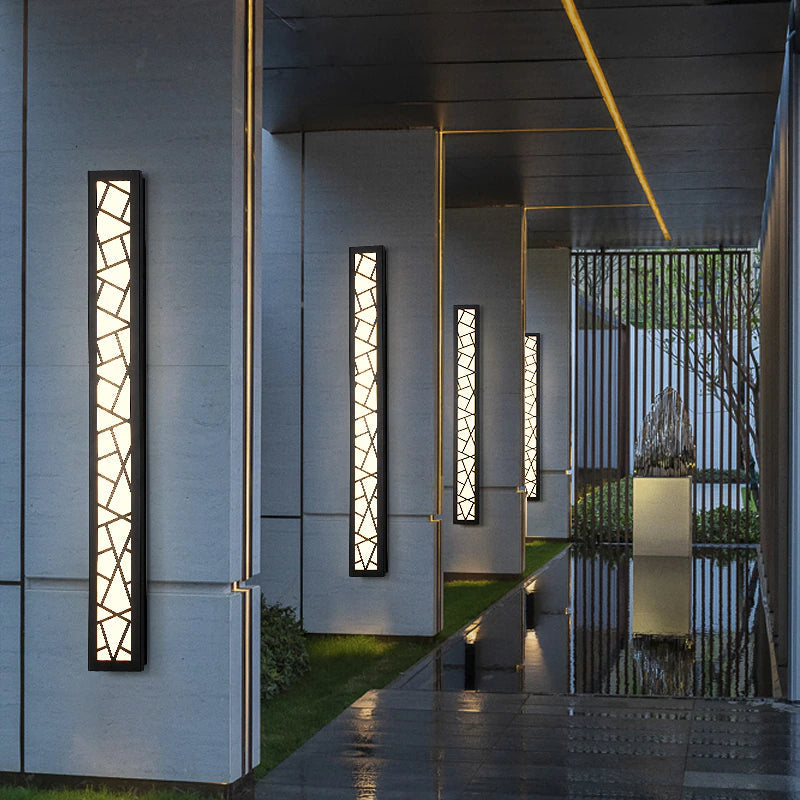 Black Creative Design Outdoor Waterproof Aluminum LED Tall Wall Lamp For Villa