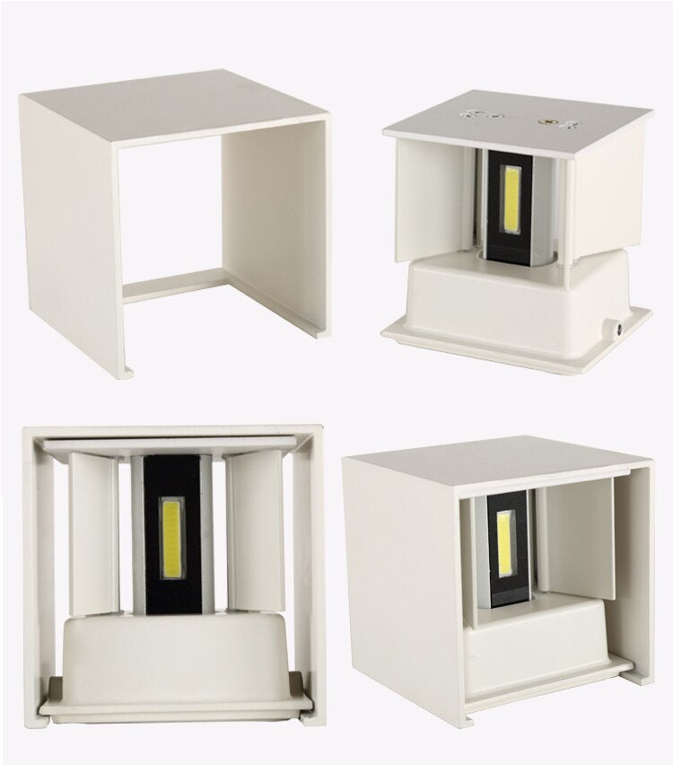 Black/White Outdoor Waterproof Aluminum Cube Shape LED Wall Lamp For Garden