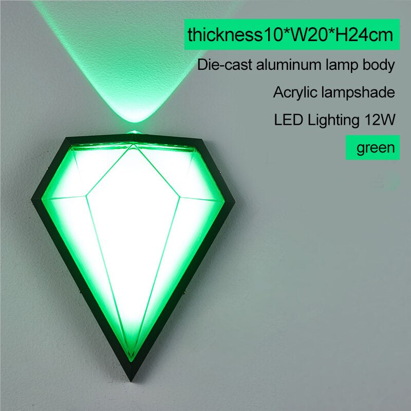 Outdoor Waterproof Diamond Shape Colorful Light LED Wall Lamp For Garden