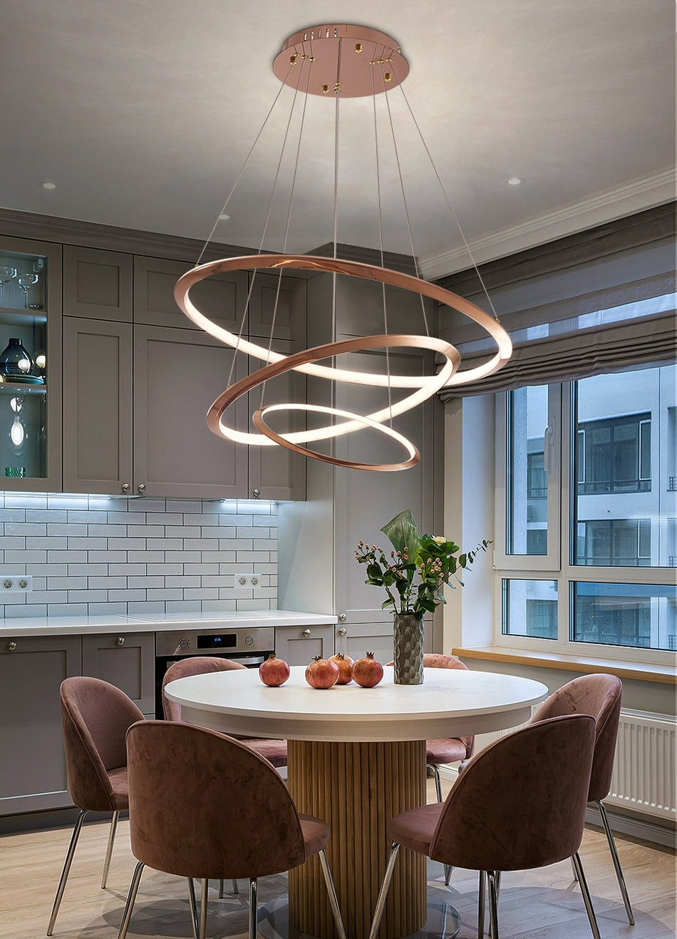 Gold Ring Staircase Lighting Projects Loft Dimming Lights for Home Decor , stairwell