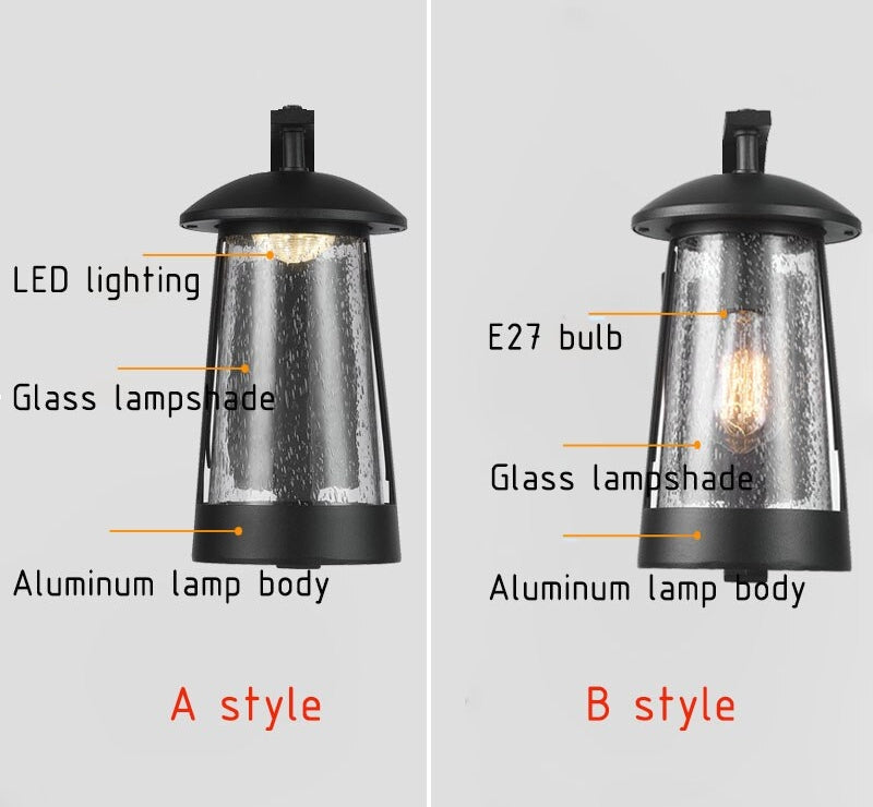 Black Waterproof Outdoor Anti-corrosion LED Wall Lamp for Garden, porch