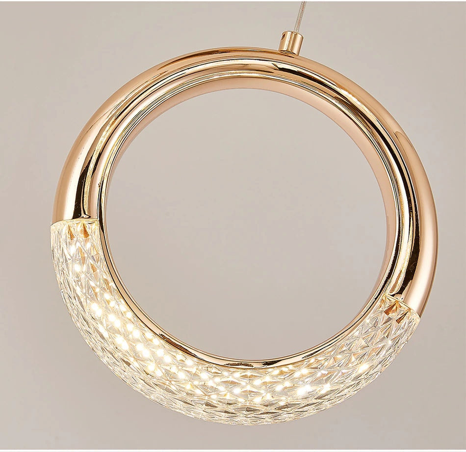 Luxury ring led chandelier for staircase, lobby, foyer, living room , stairwell