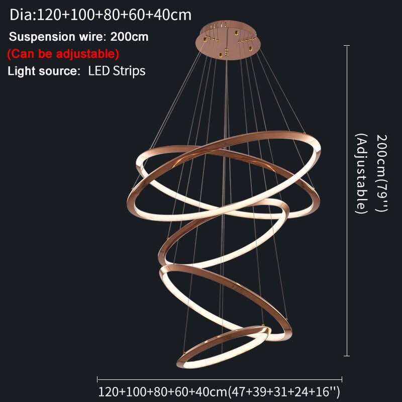 Gold Ring Staircase Lighting Projects Loft Dimming Lights for Home Decor , stairwell