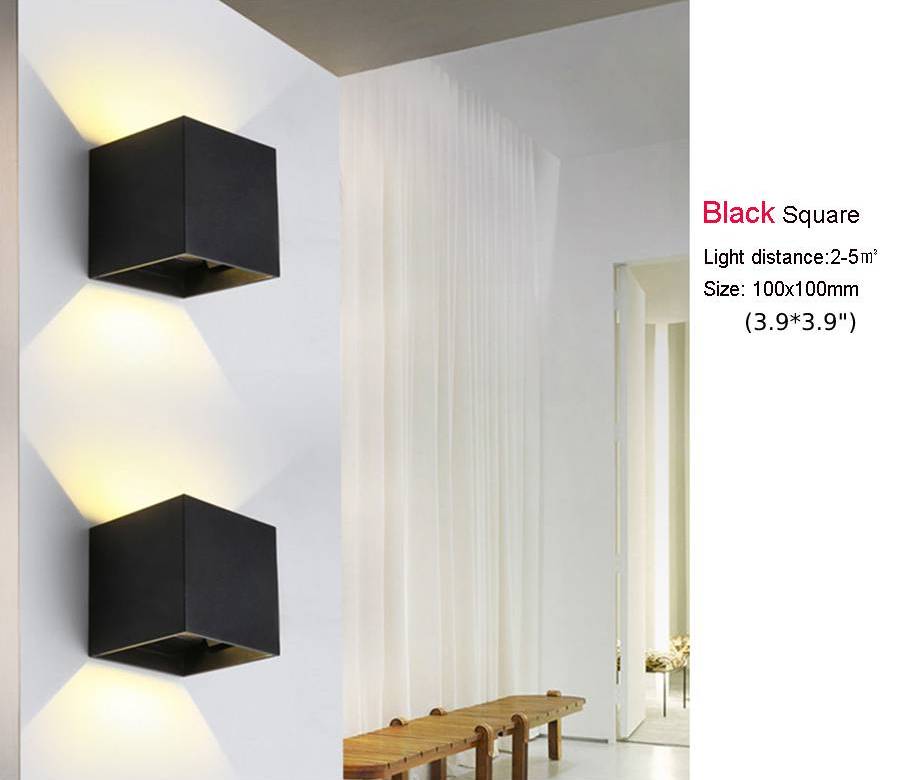 Black/White Outdoor Waterproof Aluminum Cube Shape LED Wall Lamp For Garden