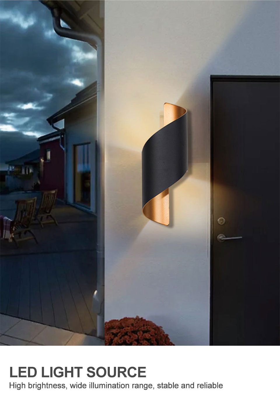 Creative White/Black Outdoor Aluminum Waterproof Wall Lamp For Courtyard