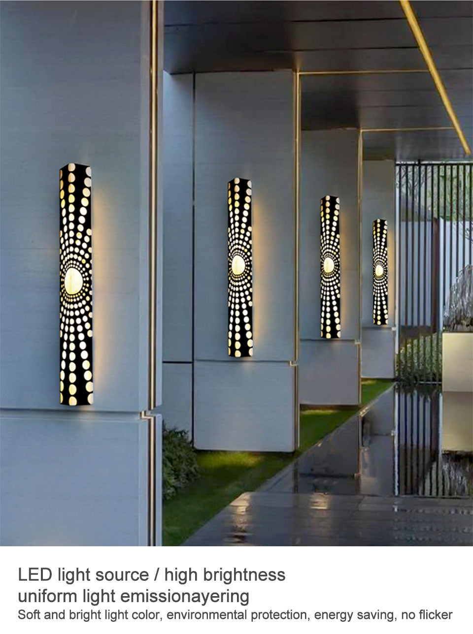 Outdoor Waterproof Marble Imitation Stainless Steel Wall Scones For Garden