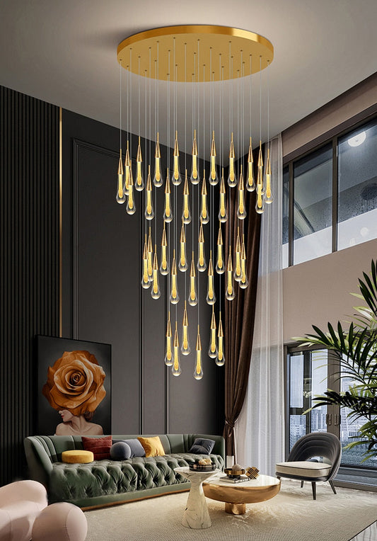 Long hanging crystal lamp for luxury living room, staircase, dining room, stairwell