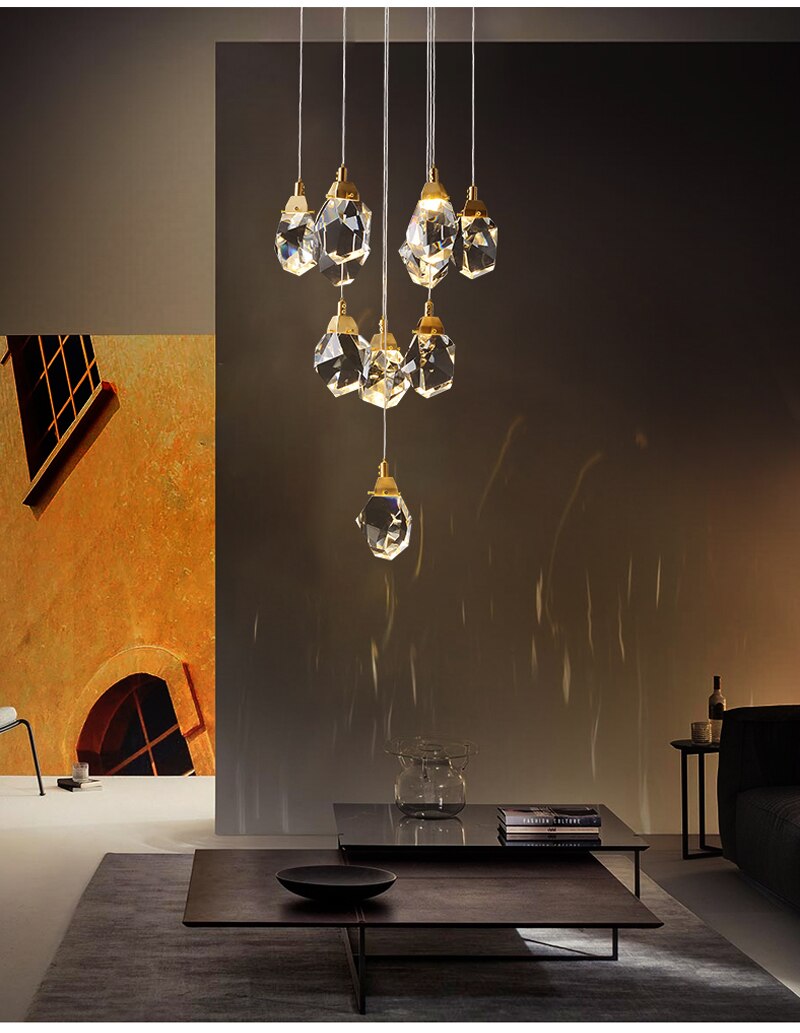 Luxury diamond crystal chandelier for staircase, living space , stairwell