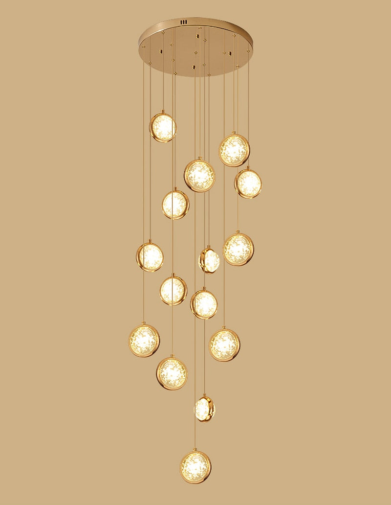 Hanging crystal light fixture for staircase, living room, lobby , stairwell