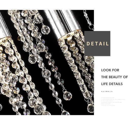 Hanging crystal light fixture for lobby, staircase, loft, lobby, stairwell