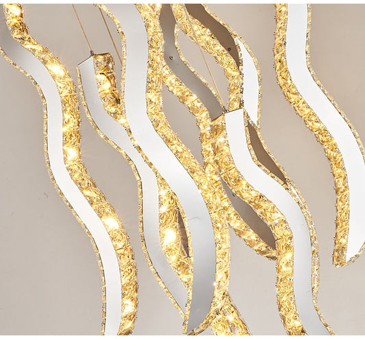 Crystal wave light fixture for staircase, hall, dining room , stairwell