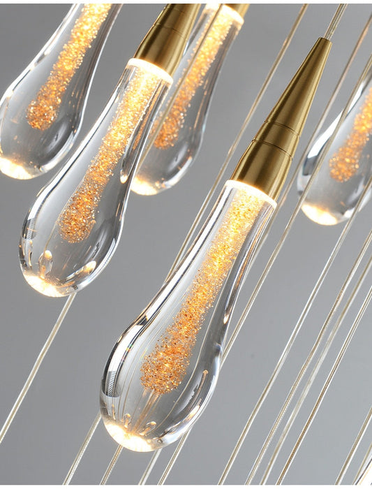 Long hanging crystal lamp for luxury living room, staircase, dining room, stairwell