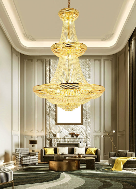 Gold crystal chandelier for staircase, living room, lobby , stairwell