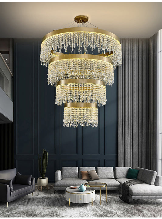 Luxury Crystal led chandelier for staircase, lobby, living room , stairwell