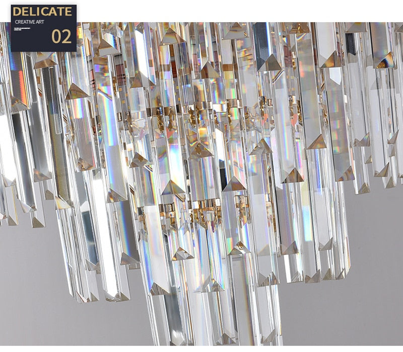 Large crystal lamp for staircase, lobby, living space, stairwell. Luxury loft chandelier